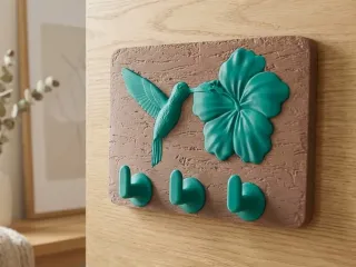 Hummingbird & Hibiscus Key Holder & Hook Rack
