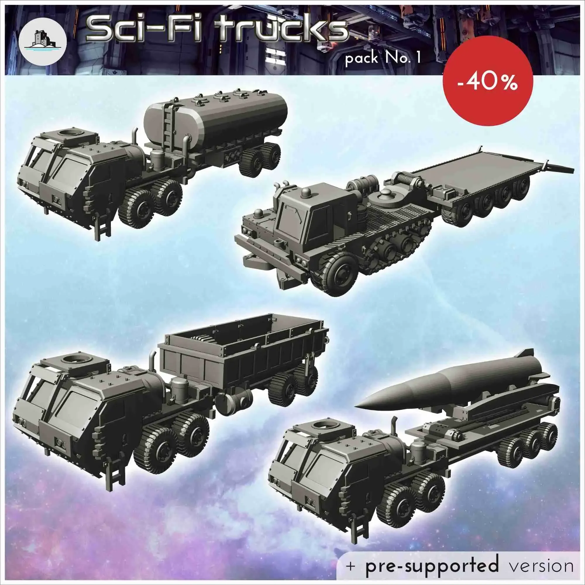 Sci-Fi trucks pack No. 1 - miniatures warhammer 40k 40000 te