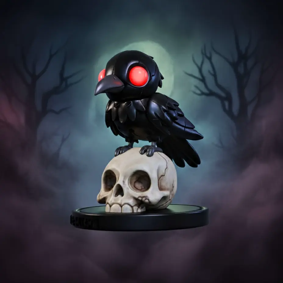 CUTE CROW ON SKULL