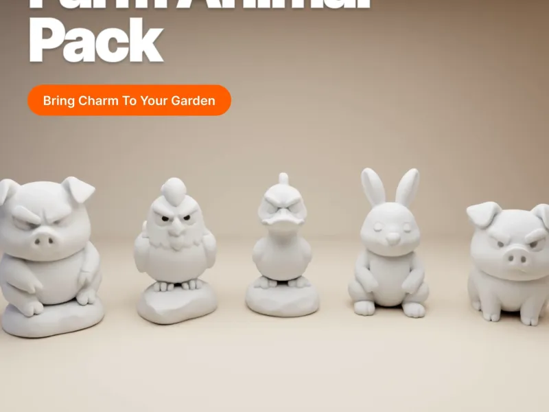 Pack Divertido de Animales de Granja – Figuras Estilizadas para Impresión 3D