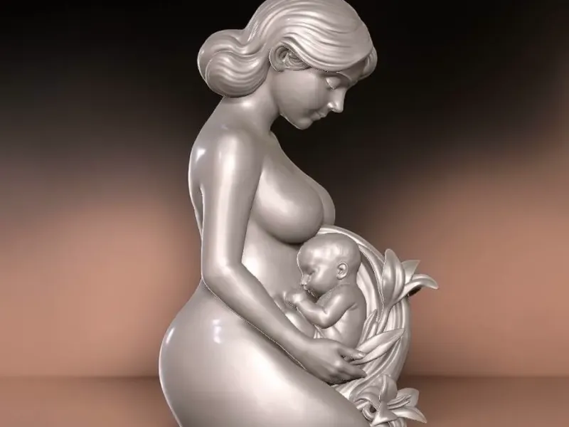 Mother and Baby Bust STL Mothers Day Sculpture