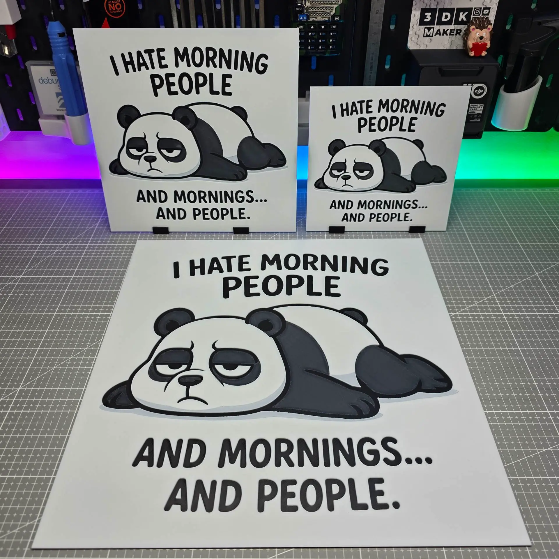 Grumpy Morning Panda - Hueforge - 3 Colors