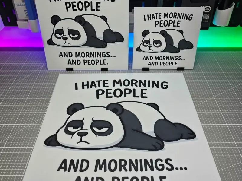 Chagrijnige Ochtendpanda - Hueforge - 3 Kleuren