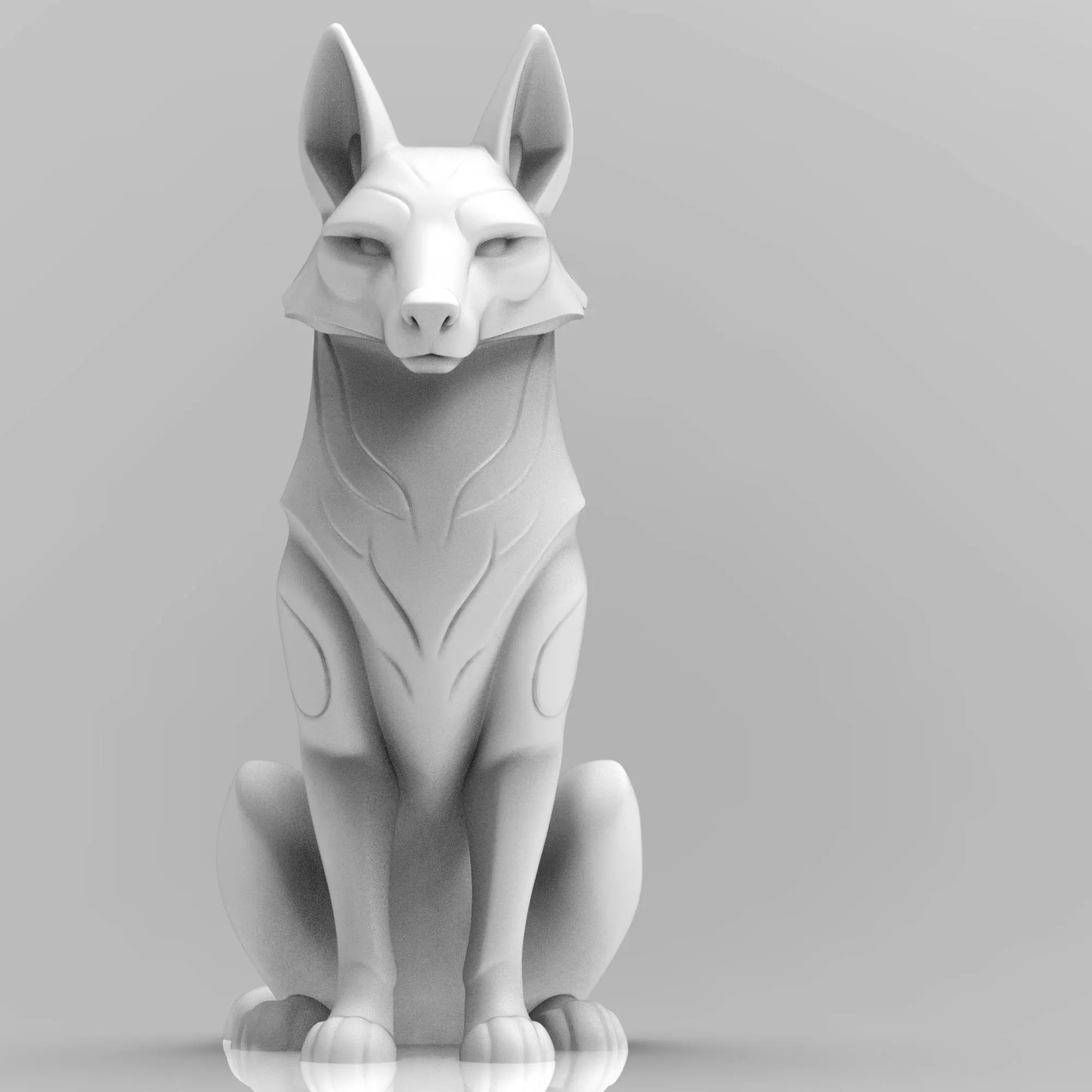 Mystical wolf minimalist sculpture
