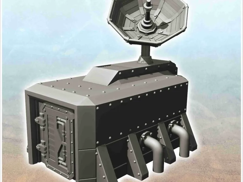 Futuristic command post with roof dish (1) - miniatures figu