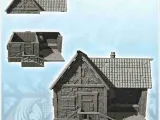 Medieval blacksmith's workshop with outdoor forge under cano-1
