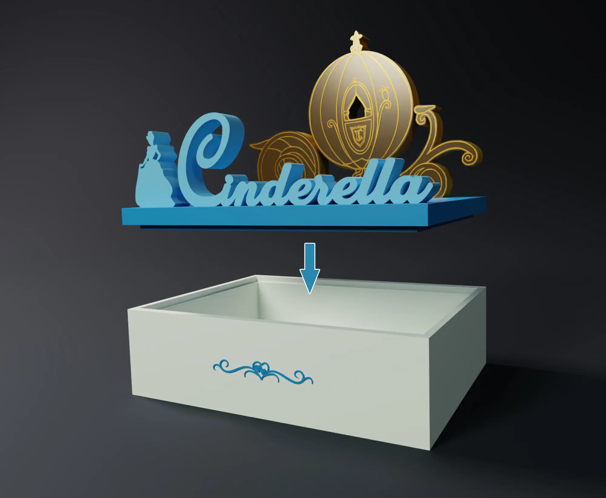 CAIXA PRINCESA CINDERELA DA DISNEY - VERSÃO CARRUAGEM