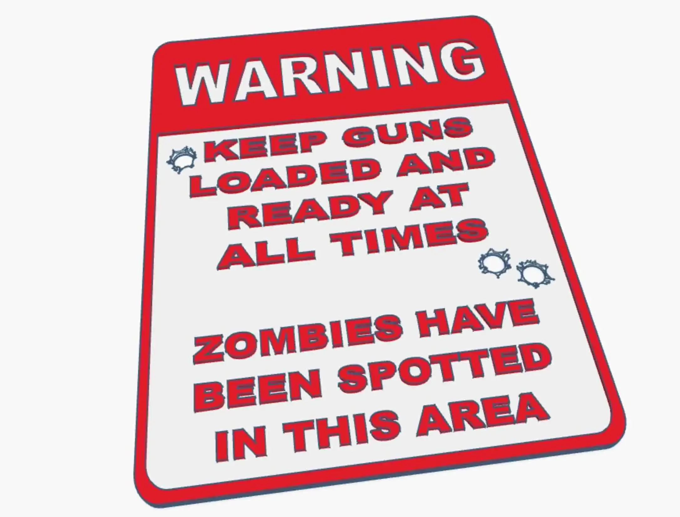 Zombie Guns Warning Sign Man Cave Garage Range Fun Sign