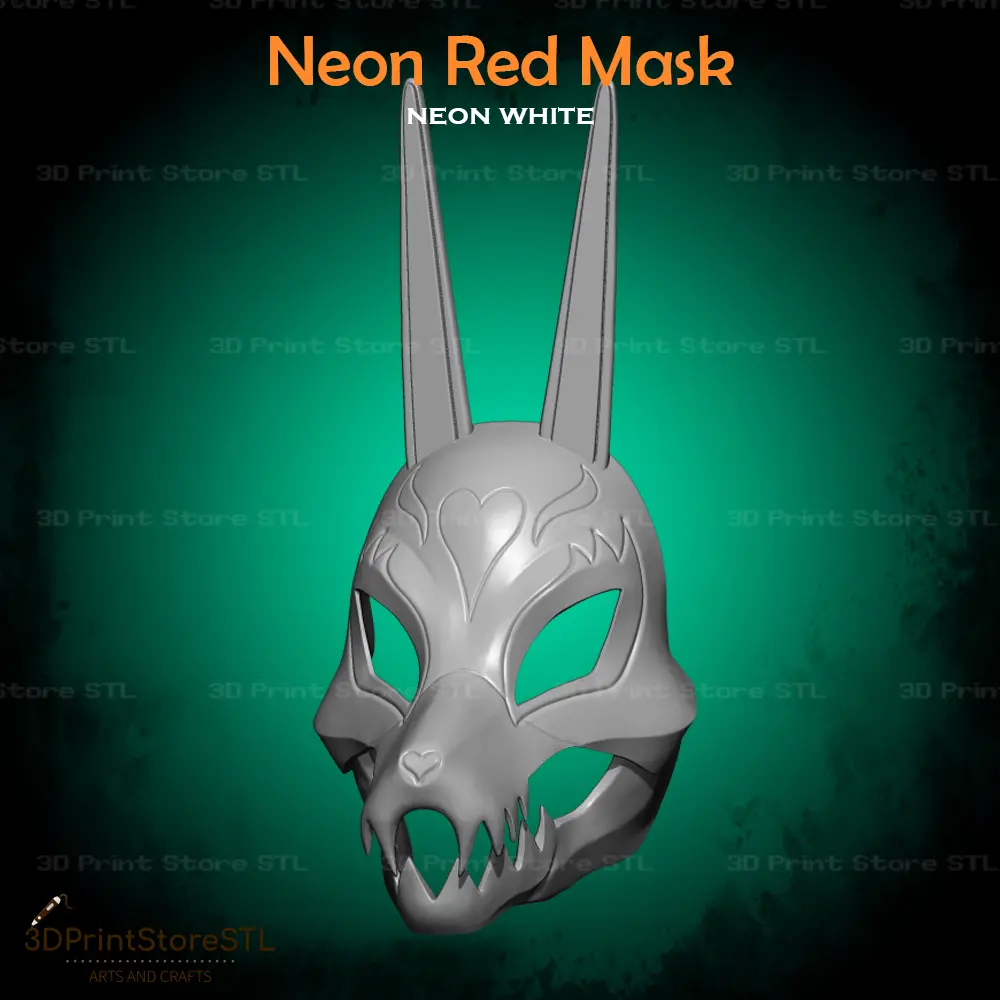 Red Mask Cosplay Neon White Game - STL File