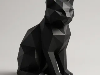 Modern Geometric Low Poly Cat Decor