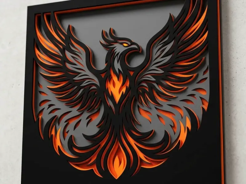 Layered Pheonix Tri-Color Wall Art