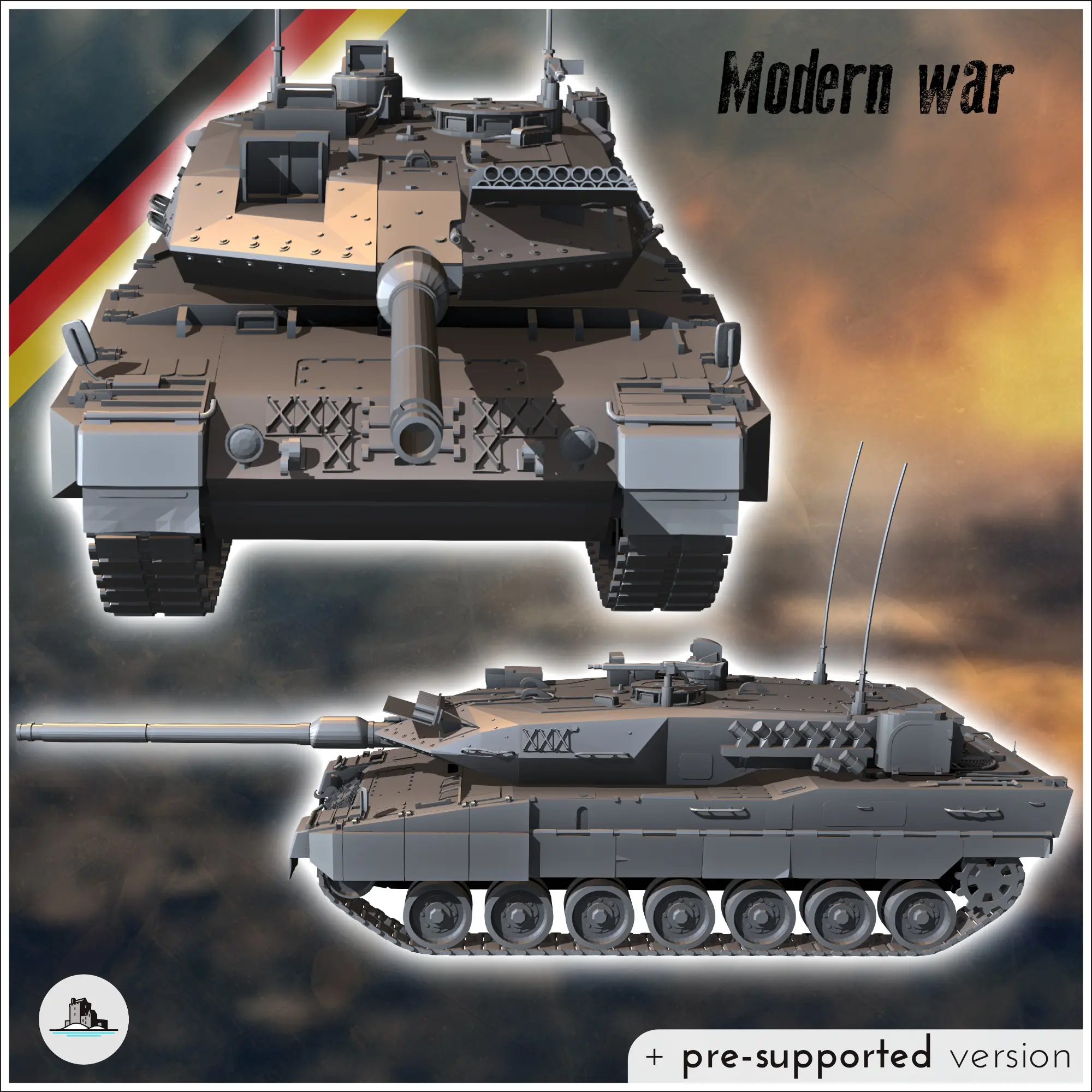 Leopard II 2 A7 Alman ana muharebe tankı - minyatür warhamm