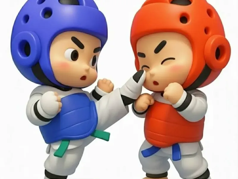 Children taekwondo fight