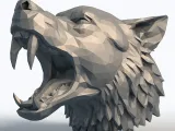 Low Poly Angry Wolf Head - Geometric Wolf Sculpture-2