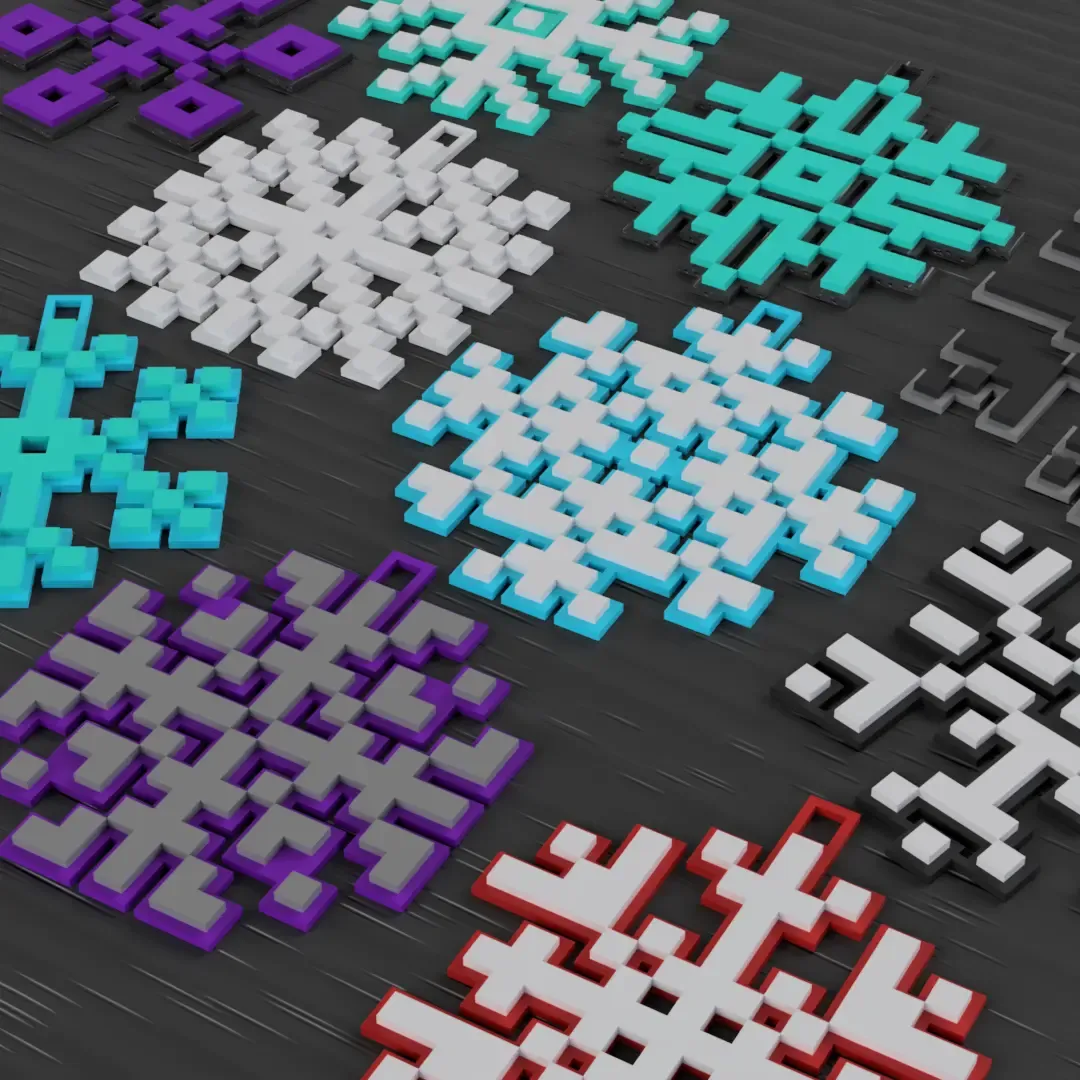 Snowflakes - Christmas Ornament Pixelated Set