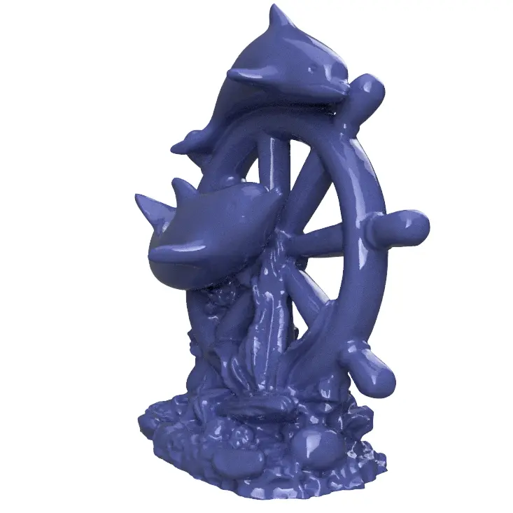 Dolphin and boat wheel