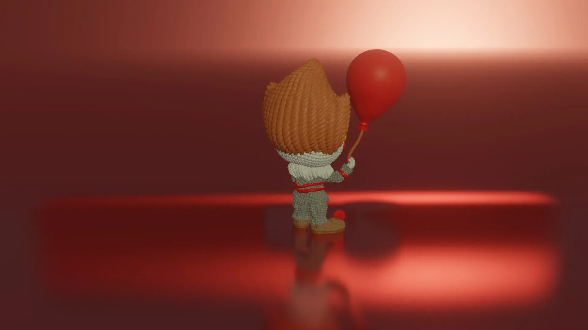 Pennywise mit Ballon gehäkelt gemalt 3mf