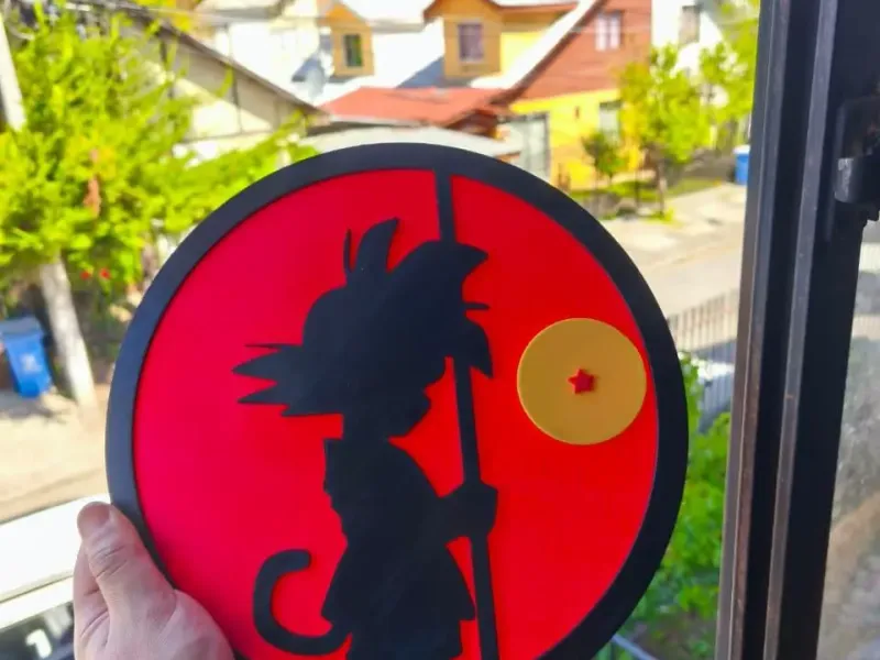 Silhouet van Kind-Goku (Dragon Ball Z) - 3D Muurkunst / Young