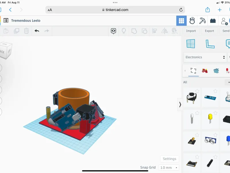 Tinker cad ile tasarlanmış elektronik ekici