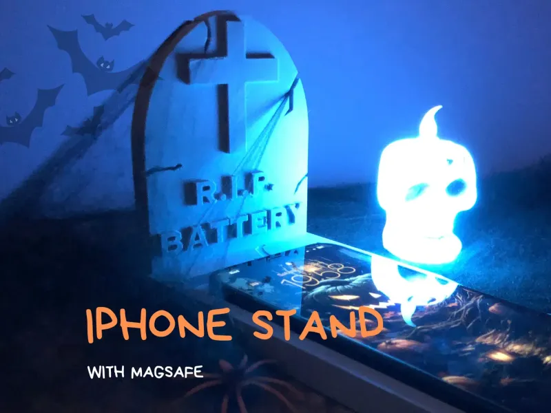 iPhone Stand with MagSafe – Halloween-Themed Tombstone Base