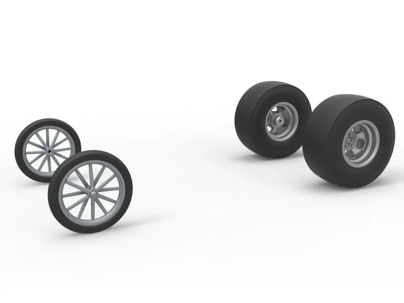 Wheel set of Vintage Front engine dragster V3 Scale 1:25