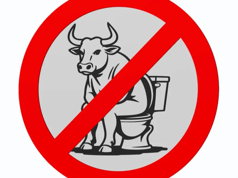 Bull On A Toilet/Bullshit - Forbidden Traffic Sign - WallArt