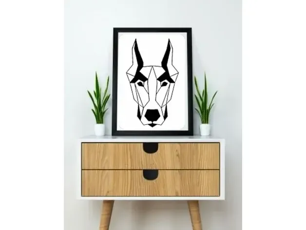 Dobermann Terrier wall sculpture 2D