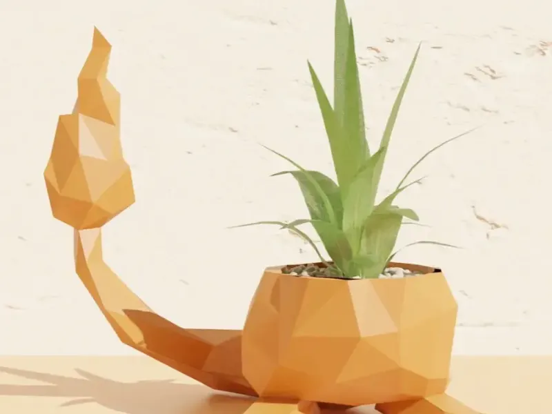 Charmander Low Poly - Pokemon Pot Plant