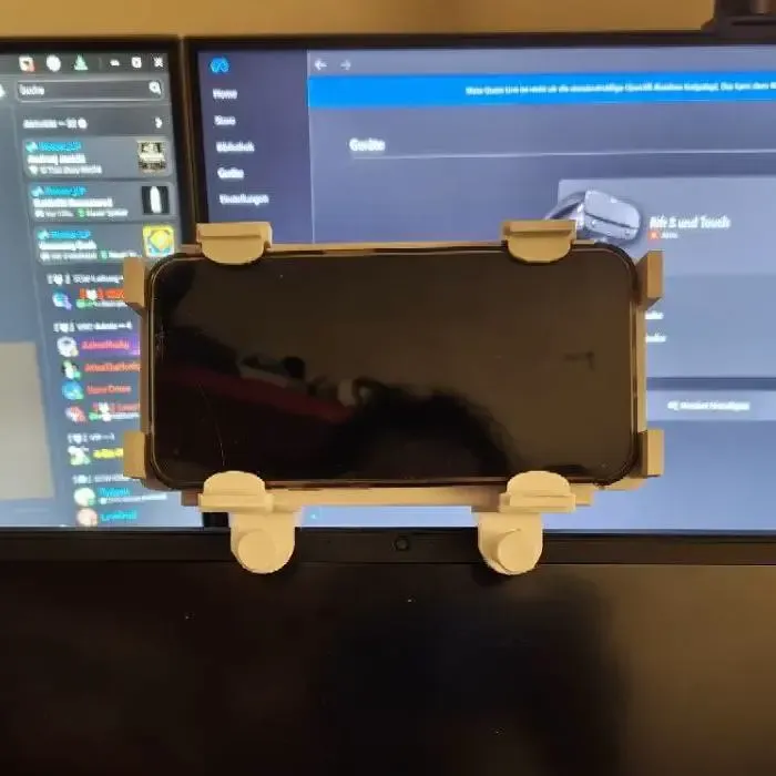 Phone holder for pc screen (improved)