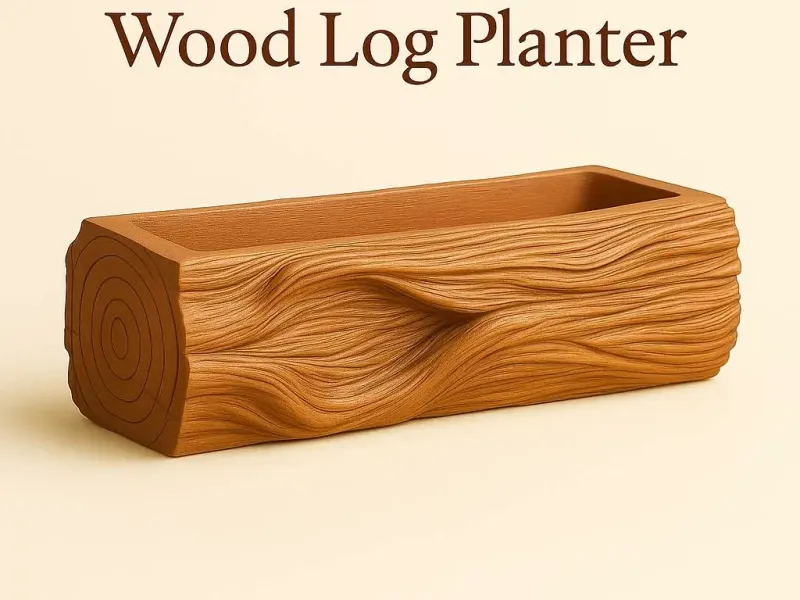 Wood Log Planter