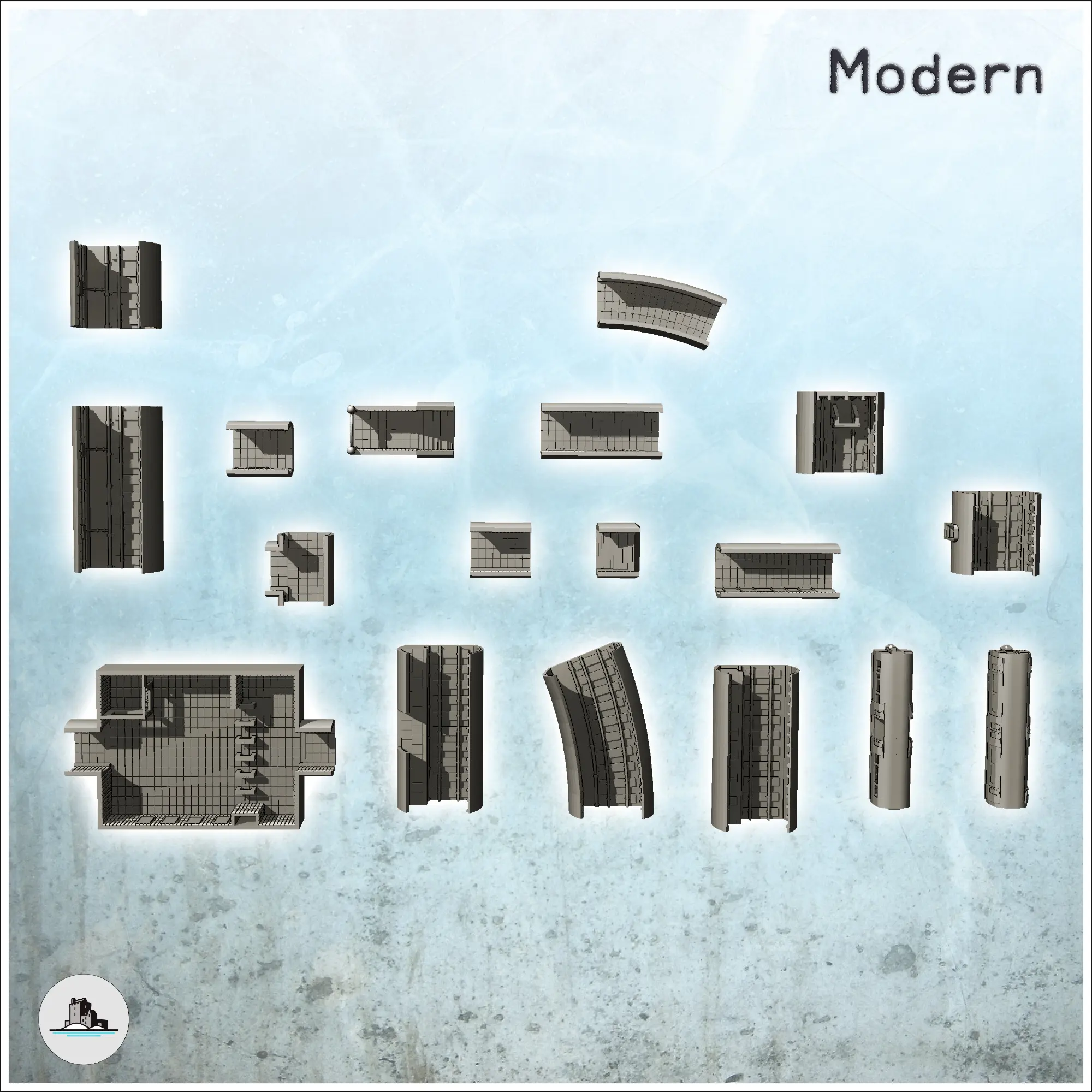 Conjunto modular de red de metro con túneles y un