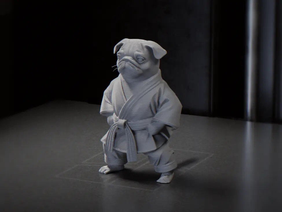 Dog Fu Martial Arts Animal Figurine 3D Printable