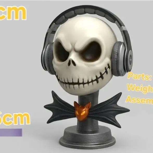 jack skellington headphones holder 3 parts