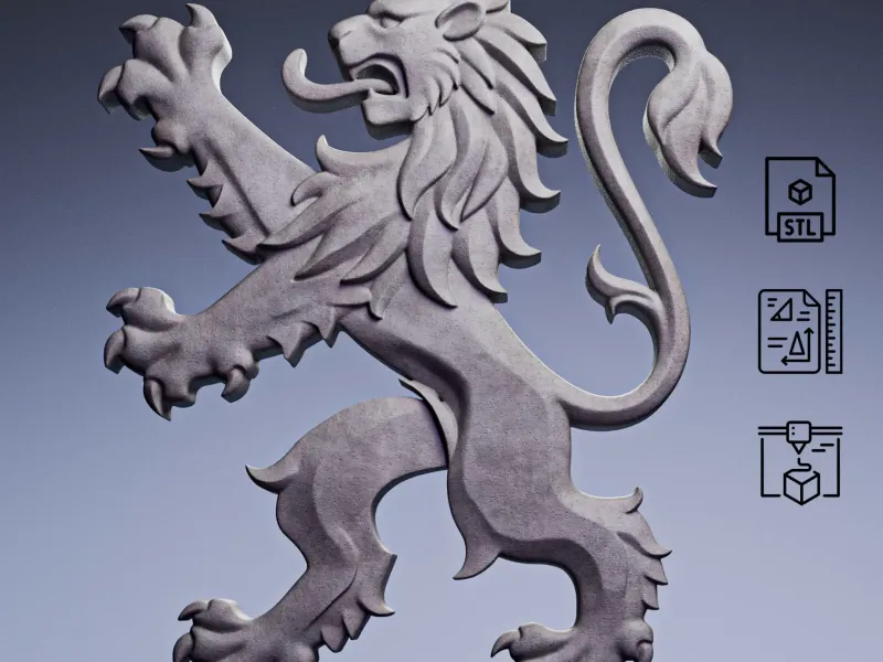Crowned Heraldic Lion Emblem