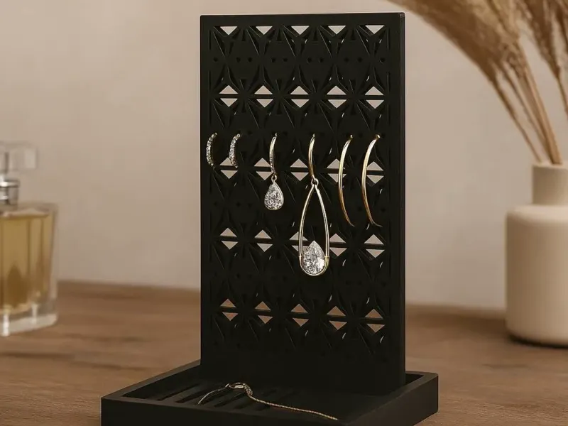 Geometric Lattice Earring Stand — Elegant Jewelry Display