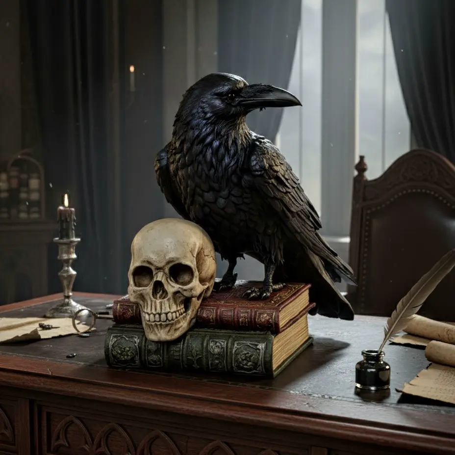 CROW, SKULL AND BOOKS