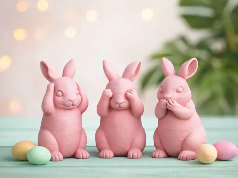 Easter Bunny Trio | See Hear Speak No Evil Rabbit Set