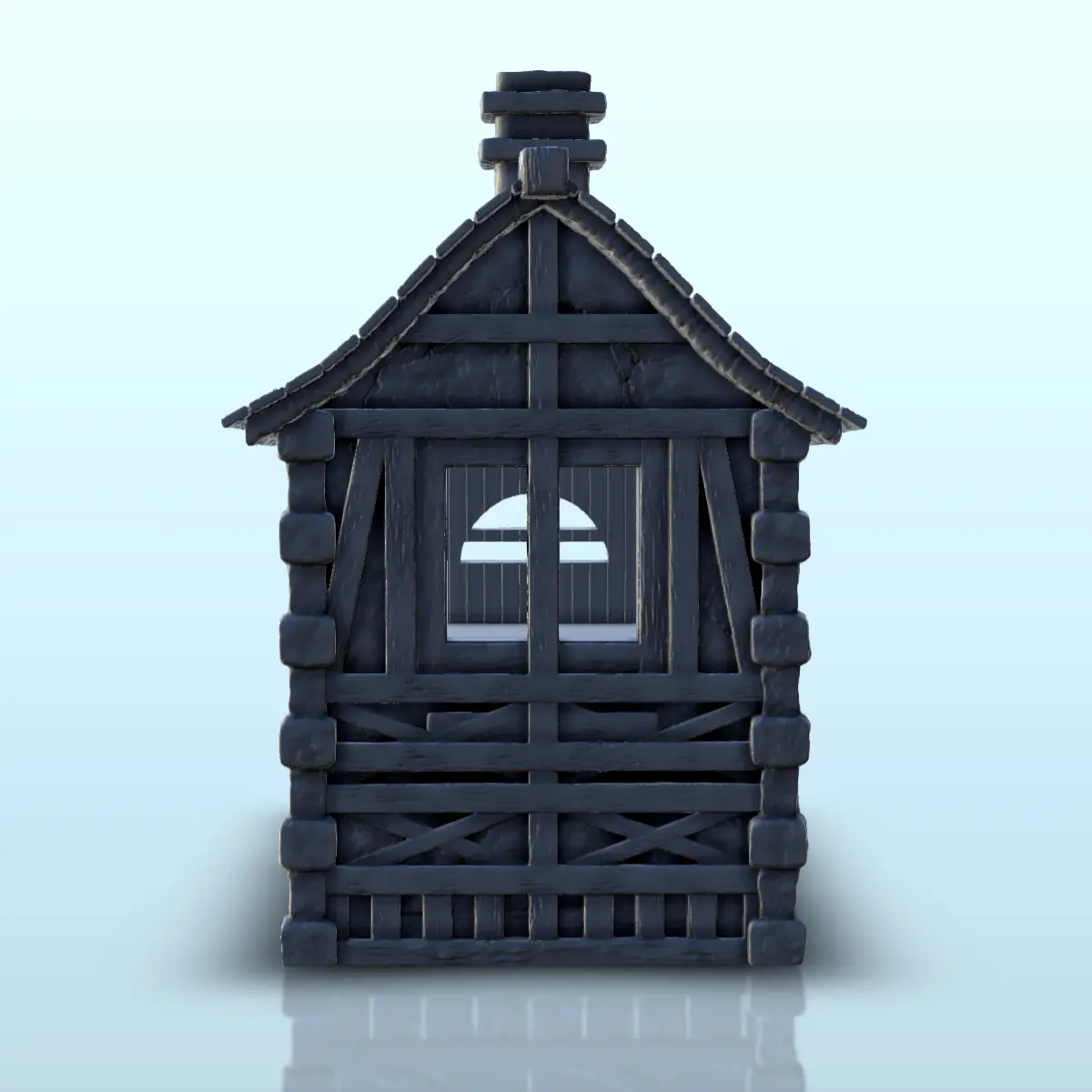 Medieval house in wood and stone with vaulted passage (6) -