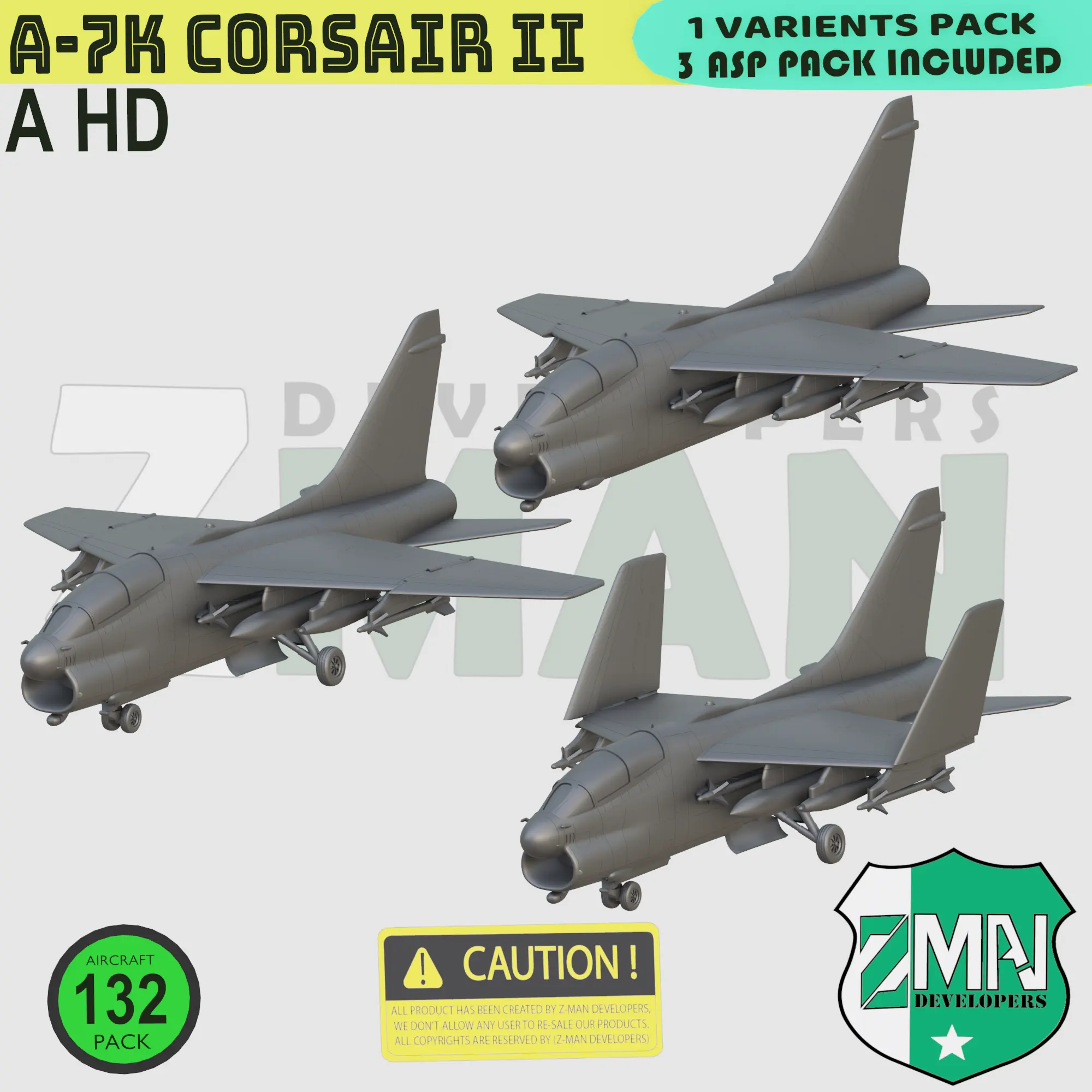 A-7K CORSAIR II (3 ASP ONLY STYLE-B) | 3D models download | Creality Cloud