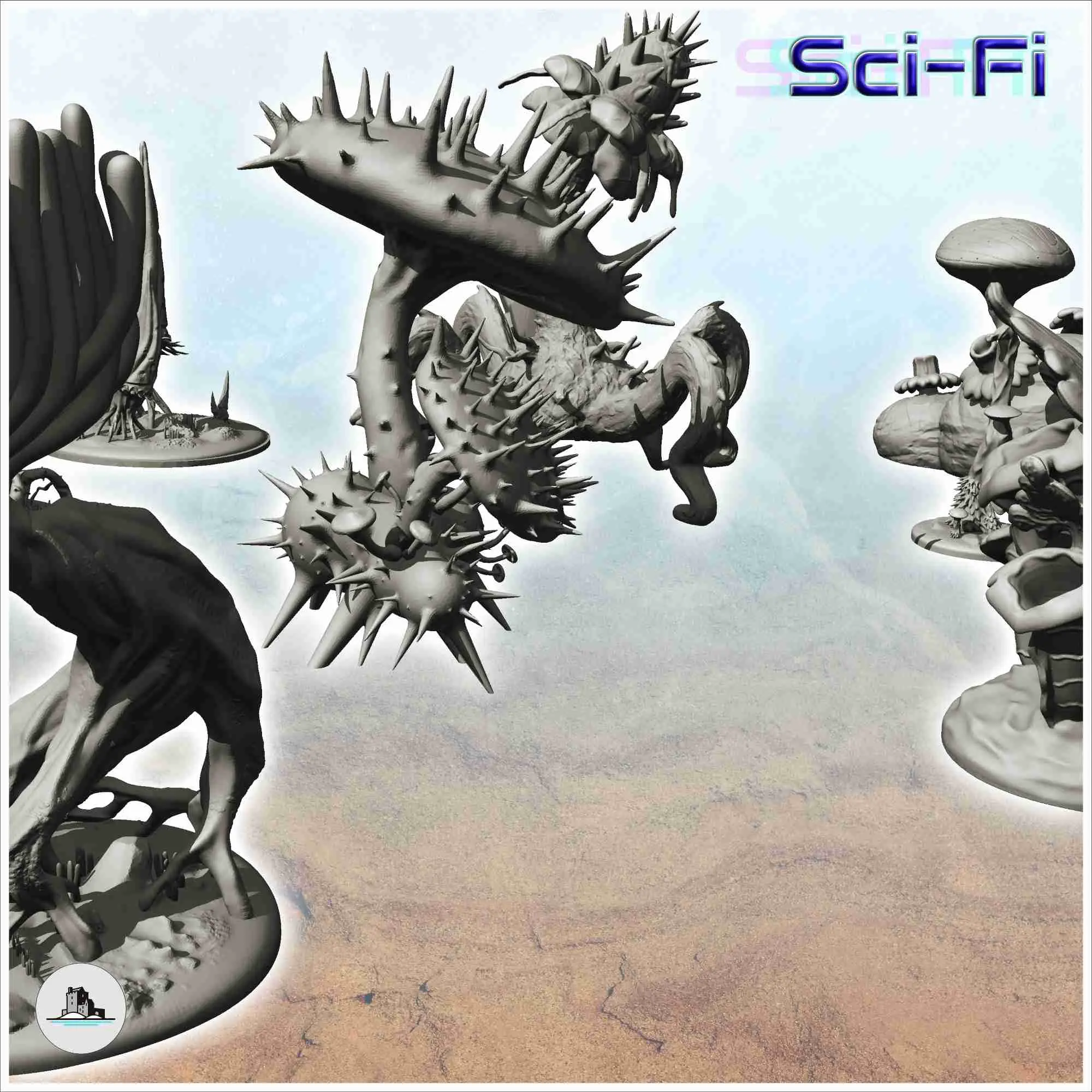 Set of nineteen alien plants (2) - science fiction miniature