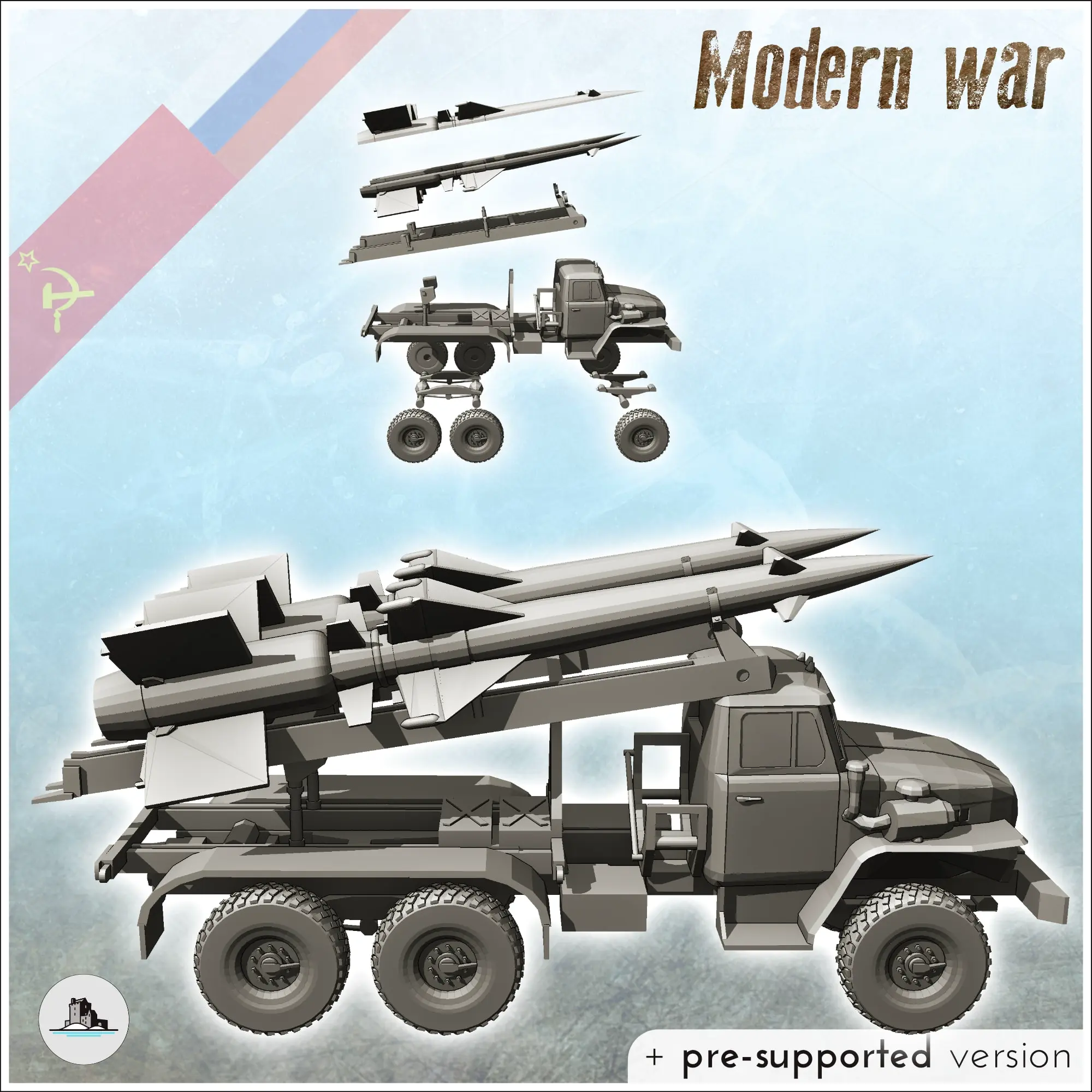 S-125 Neva Pechora SA-3 Goa SAM missiles truck - miniatures