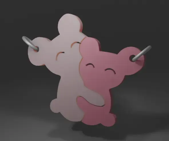 Matching Keychain Hugging Bears Valentines Day