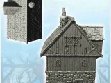 Medieval tavern with large entrance staircase and tiled roof-3