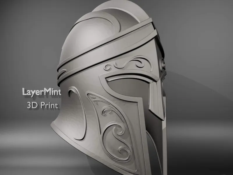 Ornamental Warrior Helmet Sculpture – Fantasy Armor