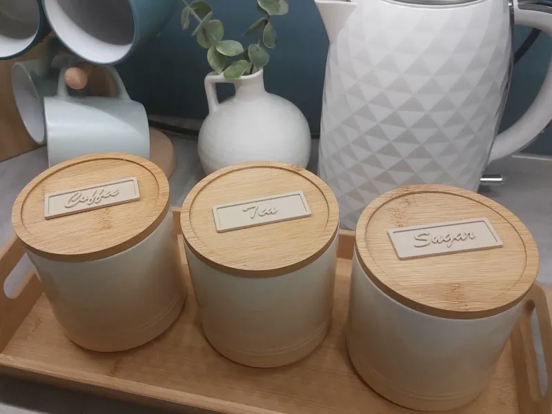 Étiquettes pour bocaux de café, thé et sucre