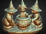 three black cat cauldron tea light  decoration-4