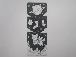 Cute Raccoon and Cat Space Bookmark