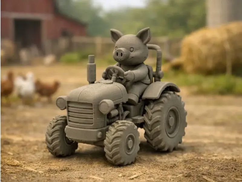 Pig on Tractor