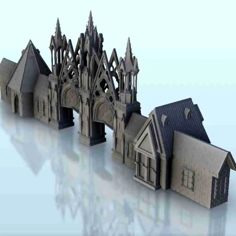 Gothic building with sophisticated arch 19 - scenery medieva