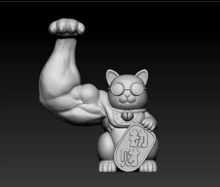 MUSCLE ARM LUCKY CAT